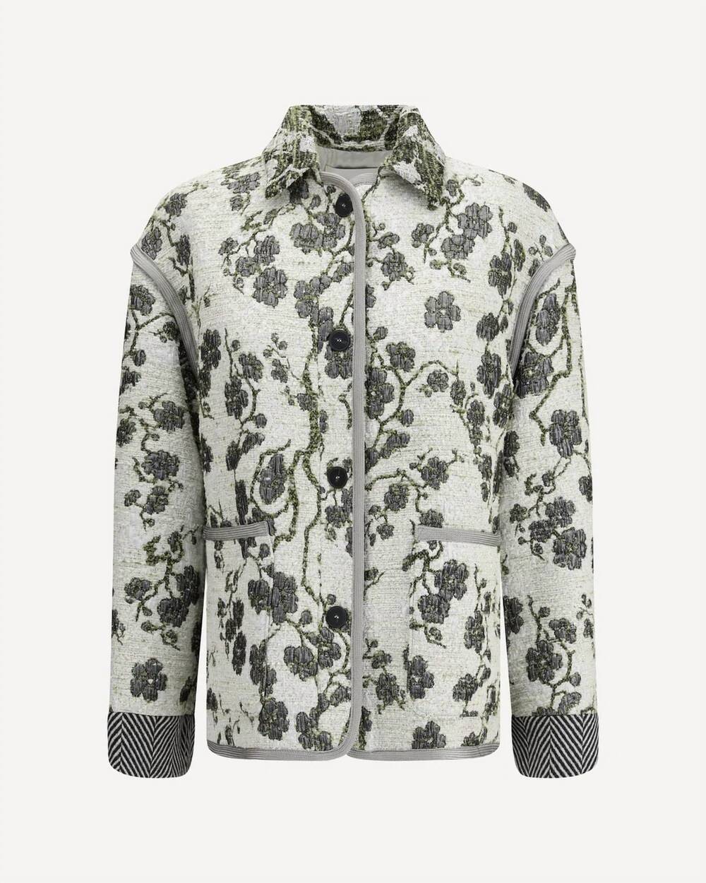 NEW FORTE FORTE women's la lune en fleur jacquard oversized coat in silvermoon